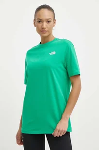 The North Face t-shirt bawełniany W S/S Essential Oversize Tee damski kolor zielony NF0A87NQPO81 - Koszulki sportowe damskie - miniaturka - grafika 1