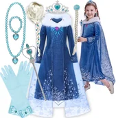 Stroje karnawałowe - Sukienka Strój Elsa Balowy Kraina Lodu 140-146,Hopki - miniaturka - grafika 1