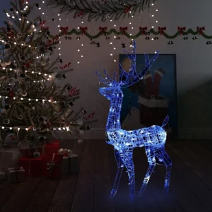 vidaXL Świąteczny renifer, akrylowy, 140 niebieskich diod LED, 128 cm vidaXL - Oświetlenie świąteczne - miniaturka - grafika 1