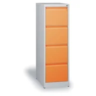 Szafy biurowe - B2B Partner Szafa kartotekowa A4, 4 szuflady, cała pomarańczowa, wys. 1320 mm V004 RAL1037/7035 - miniaturka - grafika 1