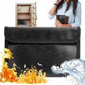 Torby męskie - TORBA NA DOKUMENTY GOTÓWKĘ KOSZTOWNOŚCI OGNIOODPORNA WODOODPORNA CZARNA - miniaturka - grafika 1