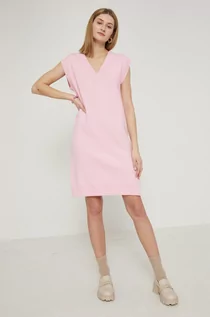 Sukienki - Medicine sukienka kolor różowy mini prosta - grafika 1