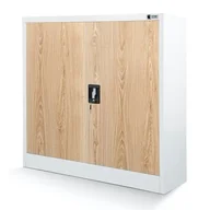 Szafki biurowe - JAN NOWAK Eco Design model BEATA 900x930x400 metalowa szafka z drzwiami: biała/dąb sonoma - miniaturka - grafika 1
