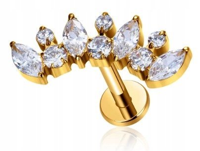 Tytanowy Kolczyk Labret PIERCING Cyrkonie ELEGANCKI HELIX Lobe 1,2/8