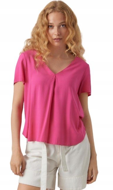 VERO MODA RÓŻOWA LUŹNA BLUZKA Z DEKOLTEM W SZPIC M J7A