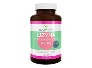 MEDVERITA Lizyna w postaci wolnej L-lizyna HCL (100 kapsułek) Medverita - Witaminy i minerały - miniaturka - grafika 1