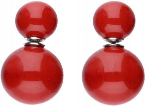 Srebrne kolczyki 925 okrągłe czerwone kulki 11,13g Eleganckie modne prezent