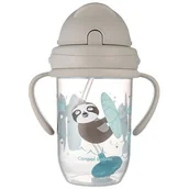 Bidony dla dzieci - Canpol babies Nevylévací hrneček se slámkou a závažím EXOTIC ANIMALS 270ml szary - miniaturka - grafika 1