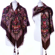 Apaszki i szaliki damskie - DAMSKA WZORZYSTA CHUSTA APASZKA ETNO Z FRĘDZLAMI - miniaturka - grafika 1