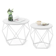 Ławy i stoliki kawowe - Zestaw dwóch stolików kawowych białe - miniaturka - grafika 1