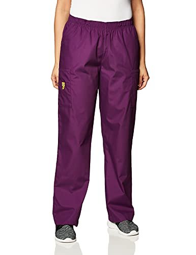 WonderWink 5016AEGPLG Origins damskie spodnie typu Quebec Fit wciągane bojówki, bakłażan, standard - duże