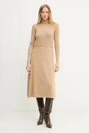 Sukienki - Fracomina sukienka z dodatkiem wełny kolor beżowy midi rozkloszowana FR25WD5004K459Q7 - miniaturka - grafika 1