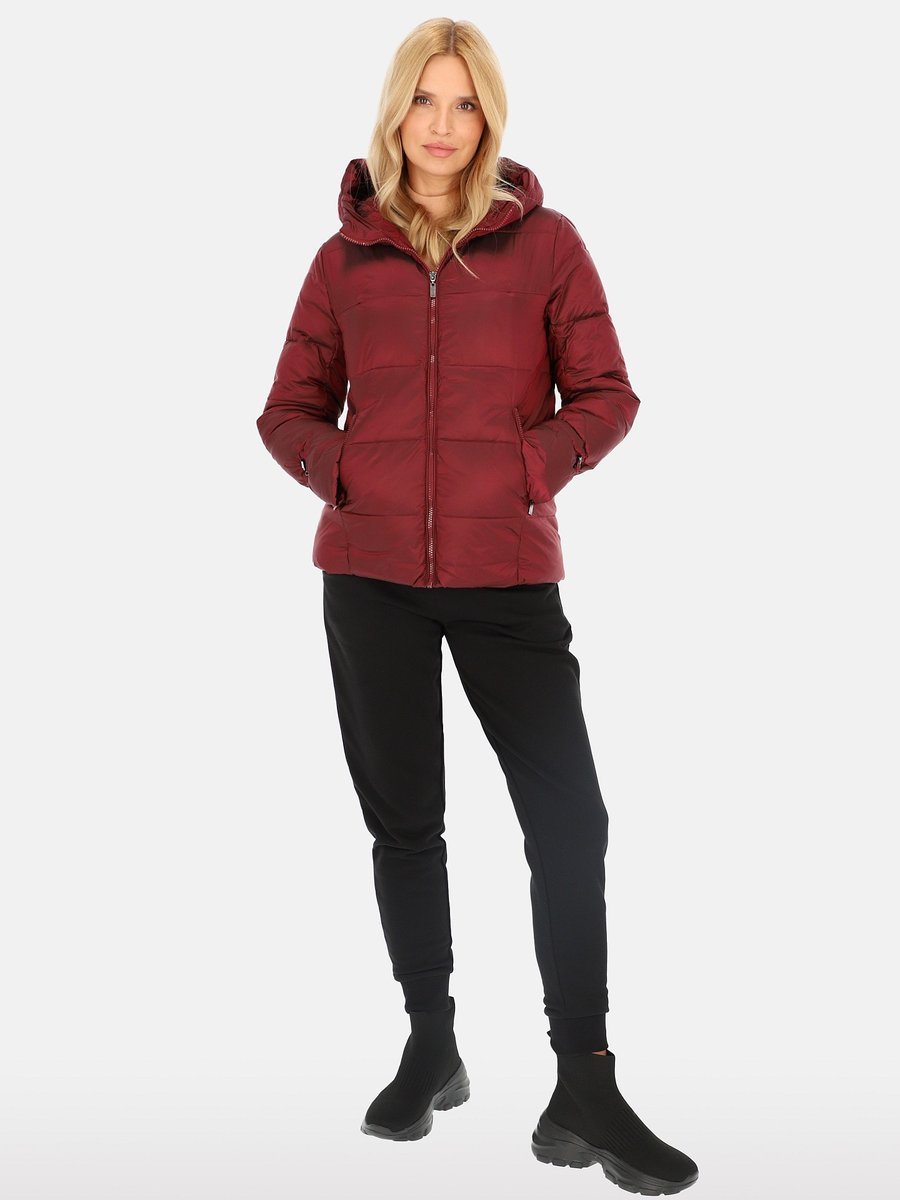 Krótka zimowa kurtka damska w stylu miejskim 3XL rubinowy
