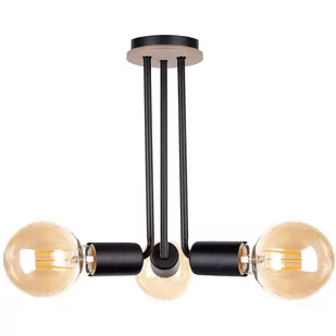 KET LAMPA sufitowa loftowa OPRAWA sticks metalowa czarna drewno KET1178 - Lampy sufitowe - miniaturka - grafika 1