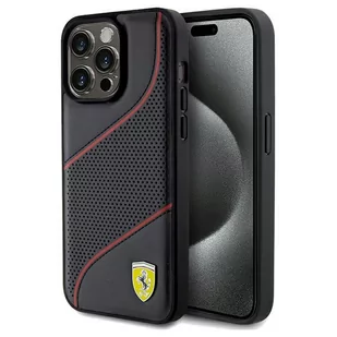 Ferrari FEHCP15XPWAK iPhone 15 Pro Max 6.7" czarny/black hardcase Perforated Waves Metal Logo - Etui i futerały do telefonów - miniaturka - grafika 1