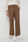 Spodnie damskie - Weekend Max Mara spodnie wełniane kolor brązowy proste high waist - miniaturka - grafika 1
