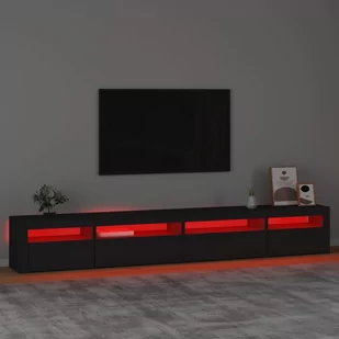 Lumarko Szafka pod TV z oświetleniem LED, czarna, 270x35x40 cm - Szafki RTV - miniaturka - grafika 6