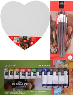ZESTAW MALARSKI 18W1 FARBY OLEJNE PĘDZLE PŁÓTNO SERCE 29 CM DLA ZAKOCHANYCH - Przybory szkolne - miniaturka - grafika 1