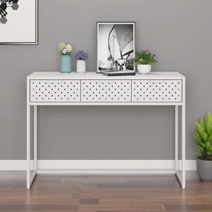 shumee Stolik konsolowy biały 106x35x75 cm stalowy - Konsole i sekretarzyki - miniaturka - grafika 1