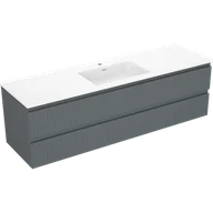 Szafki łazienkowe - Mexen Rivel szafka łazienkowa 160 cm z umywalką Otis, 2 szuflady, ryflowana , grafit mat/biała mat - 91A20-16047-2-BFF66-W18M - miniaturka - grafika 1