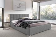 Łóżka - Łóżko tapicerowane pikowane z materacem Santiago 120x200 Szare - miniaturka - grafika 1