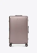 Walizki - Średnia walizka z aluminium na kółkach beżowo - szara - miniaturka - grafika 1