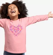 Bluzki dla dziewczynek - T-shirt z długim rękawem dla dziewczynki, z sercem, różowy 3-8 lat - miniaturka - grafika 1