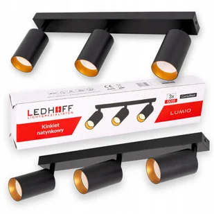 Lampa sufitowa Kinkiet ścienny Oprawa Czarna Złota 3x GU10 Spot do salonu - Lampy sufitowe - miniaturka - grafika 1
