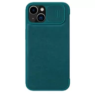 Etui i futerały do telefonów - Nillkin Qin Leather Pro Case etui iPhone 14 Plus osłona na aparat kabura pokrowiec obudowa z klapką zielony - miniaturka - grafika 1