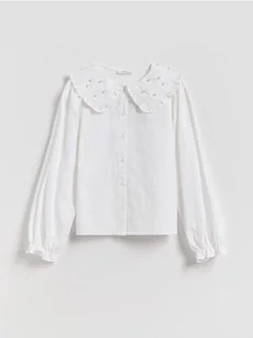 Reserved - Koszula z perłową aplikacją - złamana biel - Bluzki dla dziewczynek - miniaturka - grafika 1