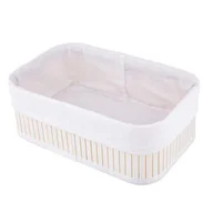 Pudła i pojemniki do przechowywania - Koszyk bambusowy z białą wyściółką 28 x 18 x 10 cm biały - miniaturka - grafika 1