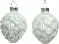 Bombki - Bombki choinkowe świąteczne szyszki białe 6 szt. - miniaturka - grafika 1