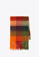 Apaszki i szaliki damskie - Damski szalik w wielokolorową kratkę zielono - czerwony - miniaturka - grafika 1