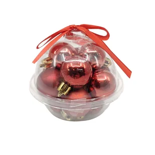 Bombki plastikowe 3cm 12szt. czerwone - Bombki - miniaturka - grafika 2