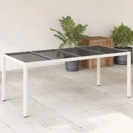 Stoły ogrodowe - vidaXL Stół ogrodowy ze szklanym blatem, biały 190x90x75 cm, rattan PE - miniaturka - grafika 1