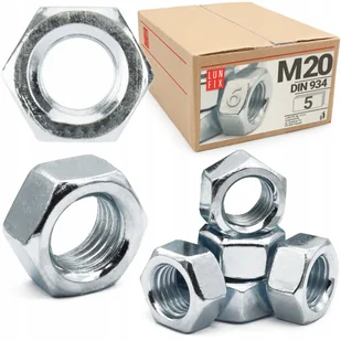 Nakrętka sześciokątna M20 6-kątna metryczna DIN 934 ocynk kl. 6 5szt. - Śruby i nakrętki - miniaturka - grafika 1