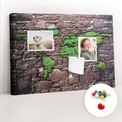 Tablice i flipcharty - Szkolna Tablica korkowa 60x40 cm, Kolorowe Pinezki, wzór Mapa świata na ścianie - miniaturka - grafika 1