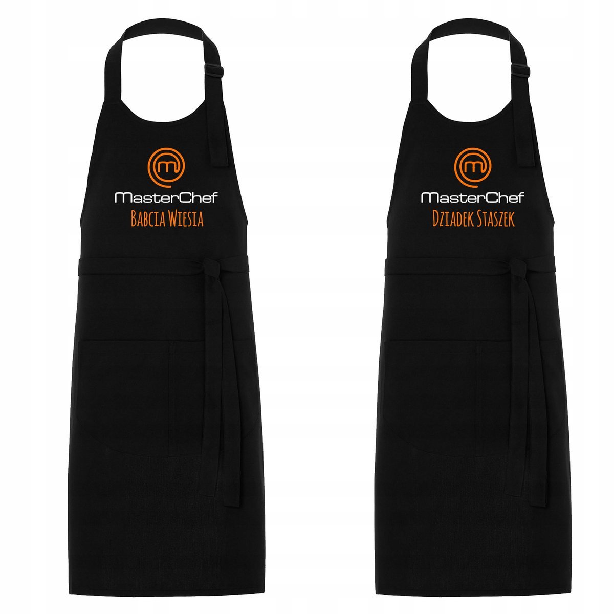 ZESTAW FARTUCHÓW MASTERCHEF + TWÓJ NAPIS PREZENT DLA KUCHARZA KUCHARKI