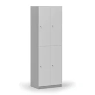 Szafki biurowe - Drewniana szafka skrytkowa, 4 schowki, zamek cylindryczny, szary/biały - miniaturka - grafika 1