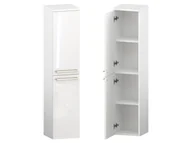 Szafki łazienkowe - Słupek Łazienkowy ATH 30 cm 2D Lewy - Biały Wysoki Połysk - Uchwyty Stal Szczotkowana - miniaturka - grafika 1