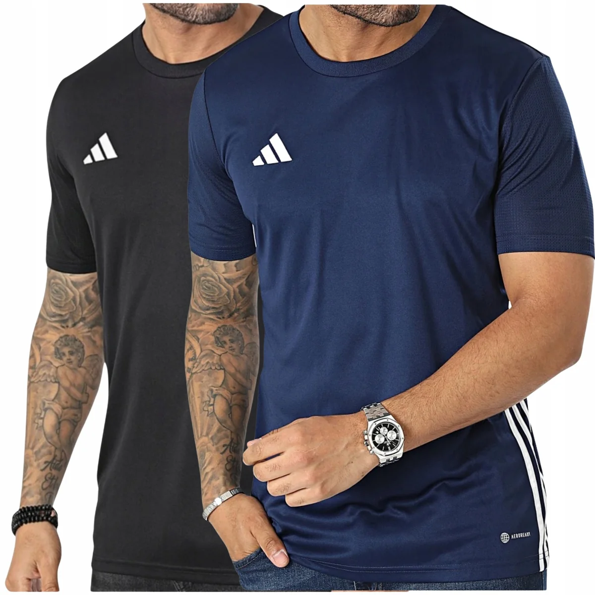 Adidas Zestaw Męski Komplet Koszulka Czarna + Granatowa T-shirt r. L