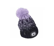 Latarki - Extol- Czapka z czołówką i ładowaniem USB 300 mAh niebieski/fioletowy z pomponem roz. UNI - miniaturka - grafika 1