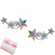 Biżuteria dla dzieci - Srebrne Kolczyki Rodowane gwiazdki Wkrętki Sztyfty - miniaturka - grafika 1