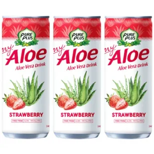 Pure Plus Napój z aloesem Aloe Vera Drink Truskawka zestaw 3 x 240 ml - Soki i napoje niegazowane - miniaturka - grafika 1
