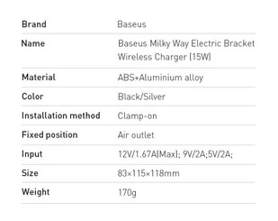 Baseus Milky Way samochodowa bezprzewodowa ładowarka Qi 15W elektryczny uchwyt na telefon czarny (WXHW02-01) - Ładowarki do telefonów - miniaturka - grafika 21