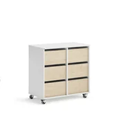 Meble do szkół i przedszkoli - Regał szkolny CASPER, 6 szuflad, biały, brzoza - miniaturka - grafika 1