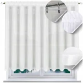 Firany - Firana prosta z lamowka 160x300 prosta firany klasyczne z tasiemka białe - miniaturka - grafika 1