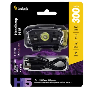 Latarka czołowa techniczna z gumowaniem, LED XTE, USB-C, czerwone światło, stroboskop - Latarki - miniaturka - grafika 1