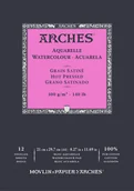 Podobrazia, bloki, papiery - Blok do akwareli Arches Aquarelle A4 300g Hot pressed 12 kartek Naturalny biały - miniaturka - grafika 1