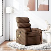 Krzesełka i taborety dla dzieci - ﻿Rozkładany fotel masujący, brązowy, obity tkaniną - miniaturka - grafika 1
